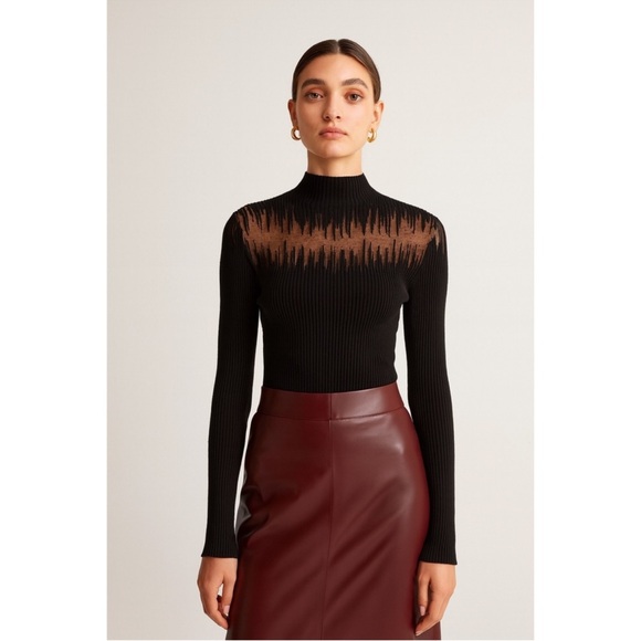 Commense Mock Neck Sheer Panel Knit Top
Black size XS - Picture 2 of 9